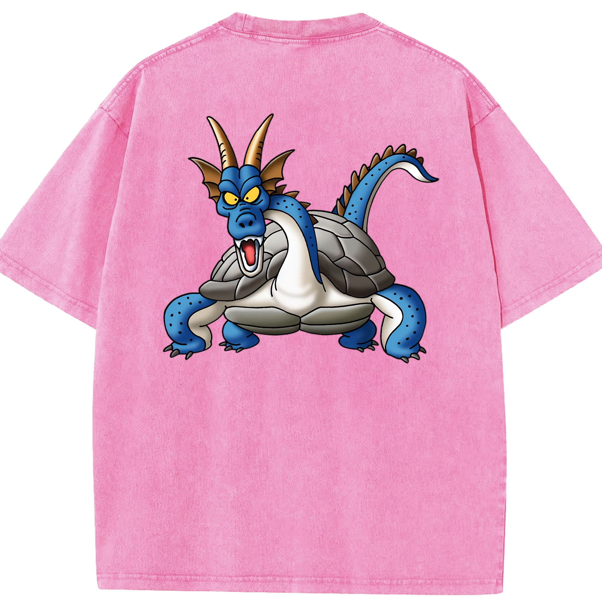 （画像用） ドラゴンクエスト Doragon Kuesuto Dragon Quest 綿100% ヴィンテージ風 半袖Tシャツ（背面プリント）